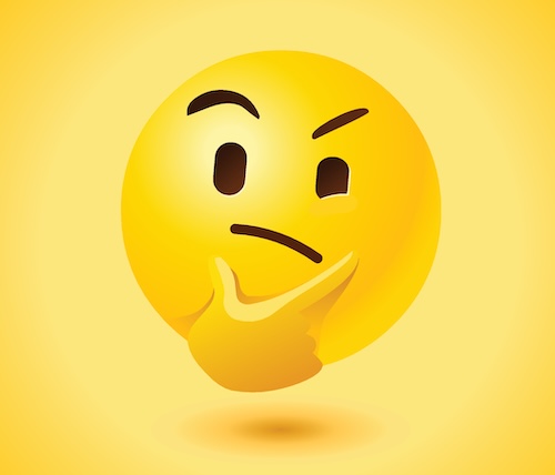 Yellow thinking face vector icon Thinking face with thought expression as vector icon with yellow background.
