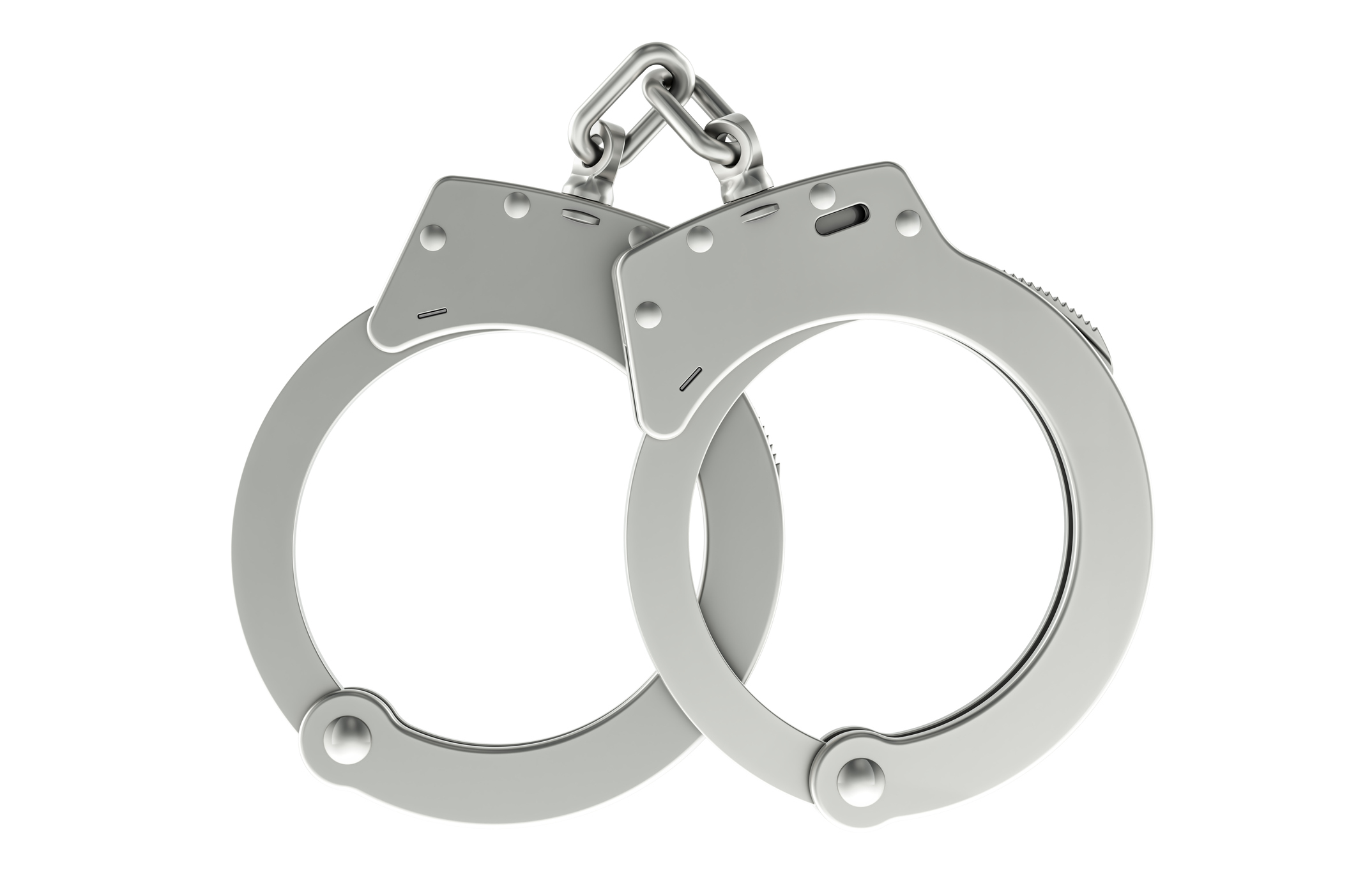 Handcuffs, top view. 3D rendering Handcuffs
