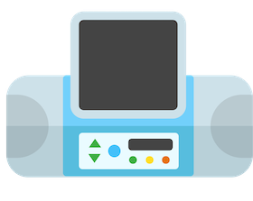 A blue and white device with a screen AI-generated content may be incorrect.