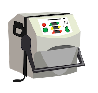 A white machine with a black handle AI-generated content may be incorrect.